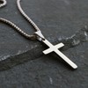 JSTHHTT Men's Silver Cross Necklace with Cross Pendant Chain Christianity