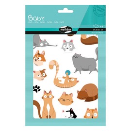 Maildor AE227C Pack of 6 Sheets Baby Stickers, 14.8 x 21 cm, Ideal for DIY Projects, 1 Pack, Cat