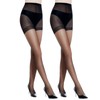 Citystl 2 Pairs Women's Sheer Black Tights-Control Top Pantyhose with