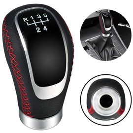 Semoss Gear Knob 5 Gears Universal Leather Gear Lever Manual Gear Knob Shift Head with 3 Adapters 8 mm 10 mm 12 mm Cars