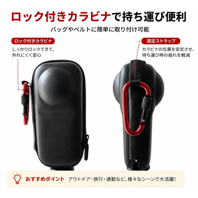 DGSHUIJIE Insta360 X4/X5 Compatible Storage Case with Carabiner, EVA Hard