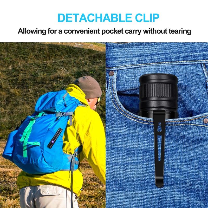DARKBEAM UV Flashlight 395nm Blacklight Rechargeable USB, Wood's lamp Ultraviolet