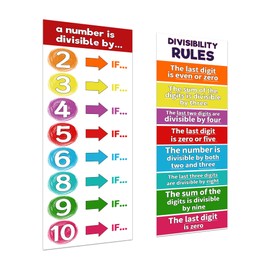 TLPMSK Educational Math Posters,Large Divisibility Poster with Dot Glue,13.5”x39” Classroom Banner Decorations for Teachers,2 Pcs(Laminated)