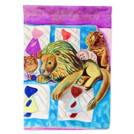 Caroline's Treasures 7103GF Pomeranian on the Couch with Toy Tiger Garden Flag Mailbox Flag Decorative Yard Flag Banner Outside Patio Artwork Yard Flower Beds, Garden Size, Multicolor