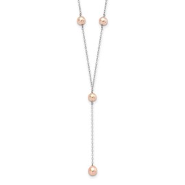 925 Sterling Silver Pink Freshwater Cultured Pearl Necklace 16 Inch Lobster Claw 6mm Wide Pendant-Necklace for Women