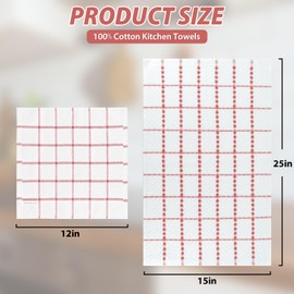 Nialnant Kitchen Towels and Dishcloths Set of 8, 100% Cotton Dish Towels for Washing Dishes, Hand Towels, 12 x 12 Inches and 15 x 25 Inches,Red