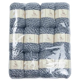 TEHETE Merino Wool 12X50g 3-Ply Soft Hand Knitting Crochet Yarn for Sweaters, Scarf, Leggings, Gloves, Socks (12 Balls, White Grey)