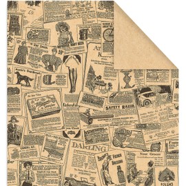 JarThenaAMCS 6 Sheets Newspaper Kraft Wrapping Paper -Not Roll- Vintage Gift Wrap Paper Folded Flat Large Craft Paper for Home Party Supplies, 27.6 x 39.4 Inch