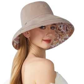 HUAMULAN Women Wide Brim Sun Hats Summer Bucket Beach Fishing Hat UV Protection for Hiking Garden Travel Lawn Work Chin Strap