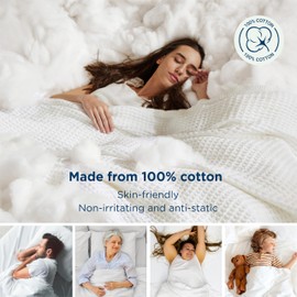 Bedsure Bedsure 100% Cotton Blanket King Size for Bed - Breathable and Soft, Waffle Weave Blanket for Summer Spring, White, 104x90 inches