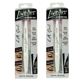 L.A. Girl Pack of 2 Line Art Matte Eyeliner Pen, Pure White GLE715