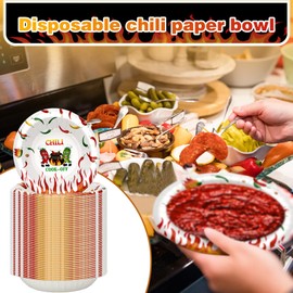 Reallnaive 100 Pcs Chili Cook off Party Decorations 12 oz Chili Cook off Bowls Disposable Sample Tasting Paper Cups Tasting Bowls Cups for Mexican Party Supplies (White)