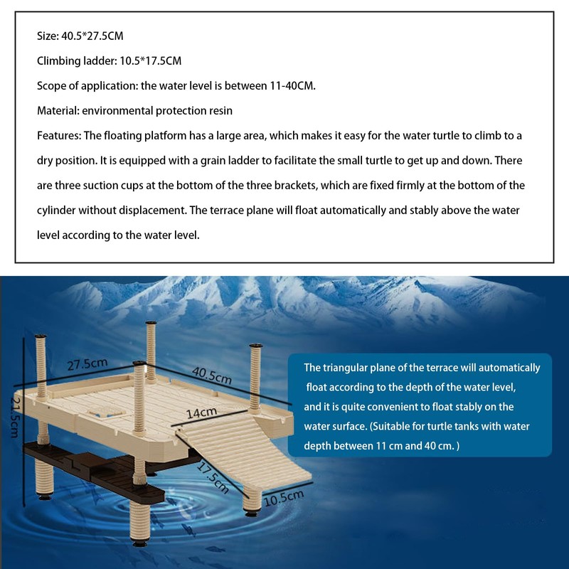 Large turtle basking platform, Floating dock for turtle tank, Turtle