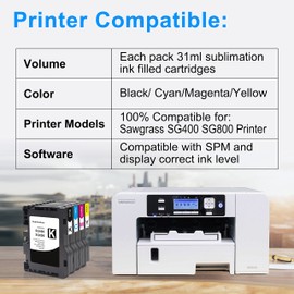 Aomya 4 Pack SG400 SG800 Sublimation Ink Cartridge Heat Transfer Compatible for Ricoh SG400 SG800 SG3100 3100SNW 3110 3110DN 3110DNW 3110SFNW 3110SNW 7100 7100DN 2100 21OON 2010L
