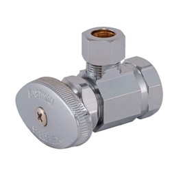 Eastman 1/2 inch FIP x 3/8 inch OD Compression Multi-Turn Angle Stop Valve, Brass Plumbing Fitting, Chrome, 04322LF