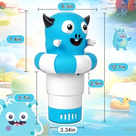 Pool Chlorine Floater, Collapsible Floating Chlorine Dispenser, Fits 1 and 3 Inch Tablets & Bromine Holder for Large and Small Pool, Hot Tub, Spa(Little Monster)