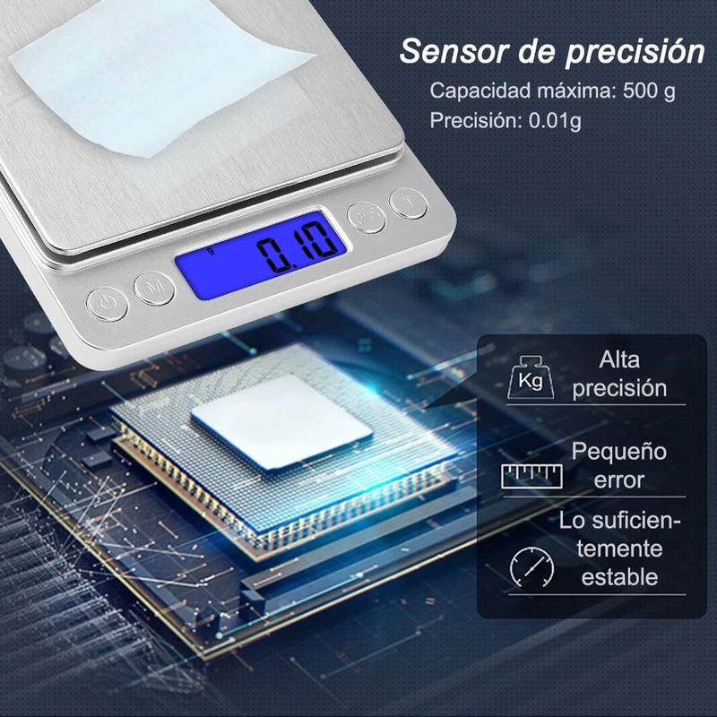 Diyife - Báscula Digital de Cocina 500g/0.01g, Escala de Alta