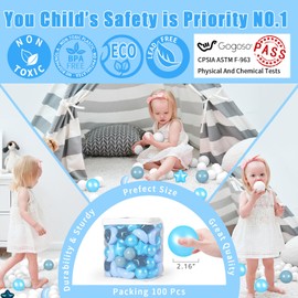 GOGOSO Ball Pit Balls Stars Moons Balls for Toddlers - Soft and Gentle Balls for Sensory Play and Exploration at Home or Ourdoor, Birthday Party Decoration (Gradient Blue)