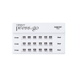 i-ENVY Press&Go Self-Adhesive Eyelashes, No Glue Needed False Eyelash Clusters, Easy Application 1 Step Press-On Lashes, No Damage or Residue (Clean Day Pure)