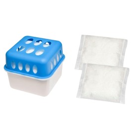 Invest 1 x Dehumidifier with 2 x 400 g Refill Pack Granules Room Dehumidifier for Kitchen Bathroom Camper, Moisture Absorber without Electricity, Protection Against Mould and Odours, Odourless
