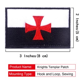 EmWoot 2PCS Knights Templar Patches Knight Patch Knights Embroidered Morale Patch Hook and Loop