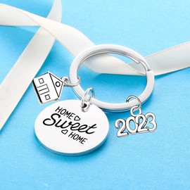 2PCs Couple 2023 New Home Gift Keychain Housewarming Gifts for New Homeowners Key Chain Home Sweet Home Gifts for Couple New House Moving Keyring Presents for Family Friends