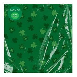 AKH® St Patrick's Day 3-Ply Napkins | Pack of 20 | 33cm x 33cm Green Shamrock Disposable Napkins | Irish-Themed Party Tableware for St Paddy's Day Celebrations & Festive Gatherings