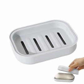 Plastic Soap Dish with Drainage,Soap Dishes Holder for Bathroom Shower，Keep Soap Dry and Easy Cleaning (Grey blue),plastic soap dish, soap dish with drainage