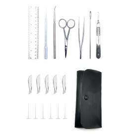 19 Piece Dissecting Kit Including Scissors, Forceps, Scalpel, and Probe in Leatherette Case for Anatomy Lab, Biology, Medical Students, and General Dissection