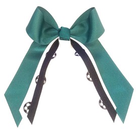 Soccer Small Hair Bow, Made in the USA, White Pony Band, many colors (Teal/Black)
