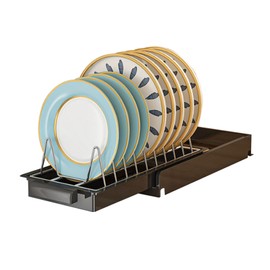 Pull Out Cabinet Organizer Stainless Steel Multifunctional Slide Out Shelves for Plates Kitchen Cupboard Black