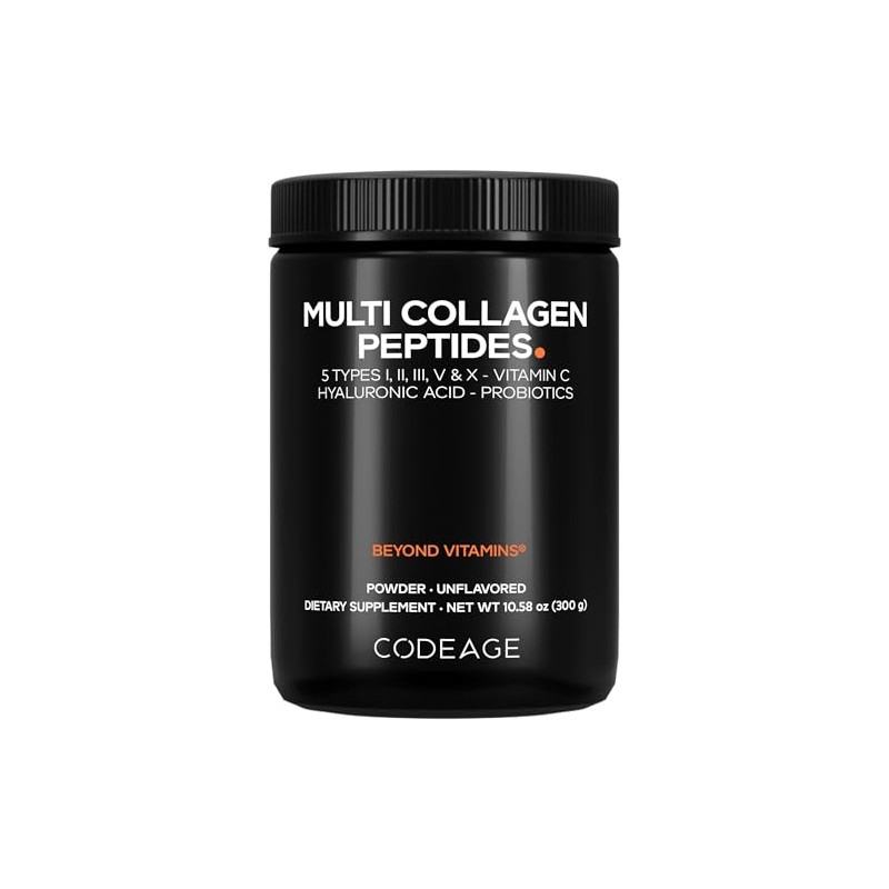 Codeage Polvo Péptidos Colágeno Múltiple Probióticos Black Edition Suplemento Vitamina