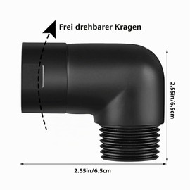 Hand Shower Adapter 90 Degree, Shower Head Elbow Adapter, Shower Arm Extension Angle Adapter, Shower Arm Adapter, Shower Head Adaptor, Movable Shower Arm Connection for Hand Shower (Pack of 1, Black)