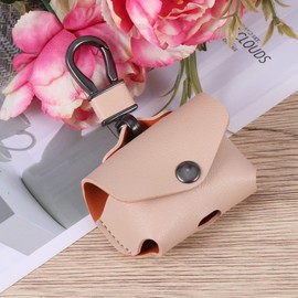 Gatuida 3pcs Simple Imitation Leather Earphone Case for Lightweight and Protective Cover Clip for Easy Carrying Apricot Accessory for Wireless Earphones