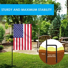 PHITRIC PHITRIC Garden Flag Holder Stand, Premium Powder-Coated Yard Flag Pole, Weather-Proof Black Metal Flagpole with Clip and Stopper for Winter Christmas Garden Flag, USA Flag, Outdoor Decor Decoration