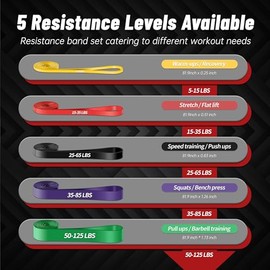 Bandas de asistencia de dominadas, bandas de resistencia de 5 niveles para entrenamiento, bandas de dominadas para hombres y mujeres, bandas de ejerci