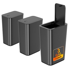 N. NETDOT 3 Pack 3 Gallon Small Trash Can with Lid, Bathroom Garbage Can with Pop-Up Lid, Waste Basket for Bathroom, Kitchen, Bedroom, Powder Room, Craft Room, Office, College (Black)