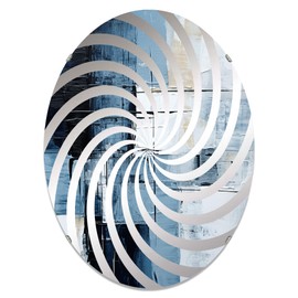 Modern Scandinavian Art in Blue and Beige - Abstract Painting Vortex Abstract - 20x30 Inches - Oval Decorative Wall Mirror For Bathroom, Bedroom, Entryway, Living Room, Vanity Room and Modern Décor