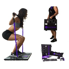 BodyBoss Home Gym 2.0 - Full Portable Gym Home Workout Package + 2 Extra Bands, Purple