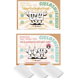 Laundry Detergent Sheets Set, Laundry Sheets Detergent for Underwear and Bra Eco Friendly for Home Dorm Travel Camping & Hand Washing, Fresh Scent, 60 Sheets per Box, 2 Boxes