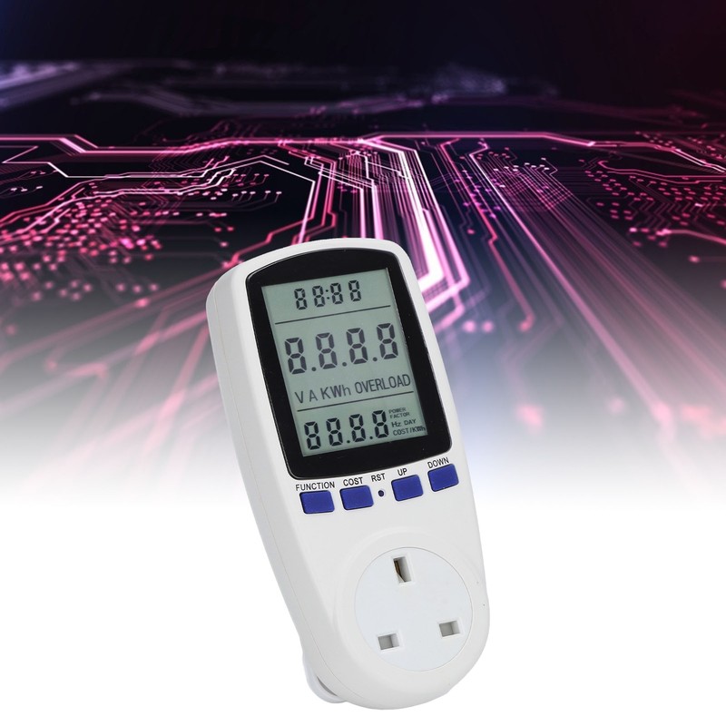 Power Meter Plug with Battery LCD 7 Display Modes Electricity