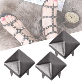 100Pcs Four Jaw Square Spike, 9MM Square Spike Studs DIY Leathercraft Spike Rivets Square Spike Studs Rivets Bag Leather Clothing Shoes Rivet(Gun Color)