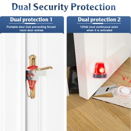 KERUI Door Stop Alarm & Portable Door Lock, Dual Protection Security Door Stopper Wedge Alarm with 3 Levels Sensitivity, Door ​Security Devices for Travel Hotel Home Apartment (2 Pack)