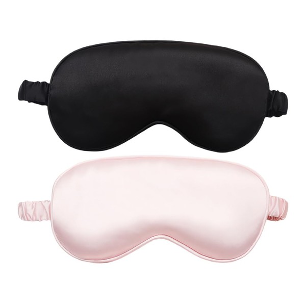 RDNKVB Seiden-Schlafmaske, Augenmaske aus 100% echter natürlicher reiner Seide, 2er-Pack