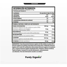 Resveratrol Gold 1340mg por porción | Suplemento Antioxidante | Transresveratrol + Complejo de Antioxidantes Polifenoles, Betacaroteno, Licopeno y Vit