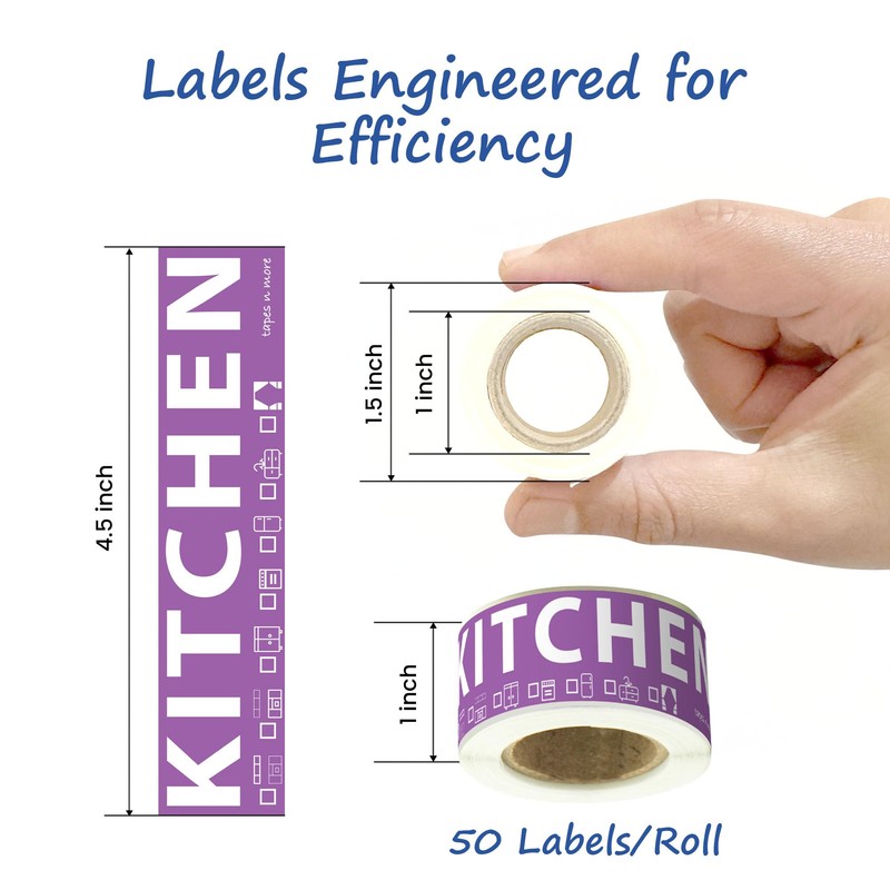 250 Home Moving Labels for 1 Bedroom — 5 Color-Coded