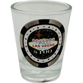 Rubies Las Vegas Themed Shot Glasses, Gag Gift ($100 Poker Chip)