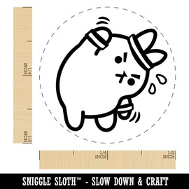 Cute Kawaii Bunny Rabbit Workout Exercise Rubber Stamp for Stamping Crafting Planners - 1/2 Inch Mini