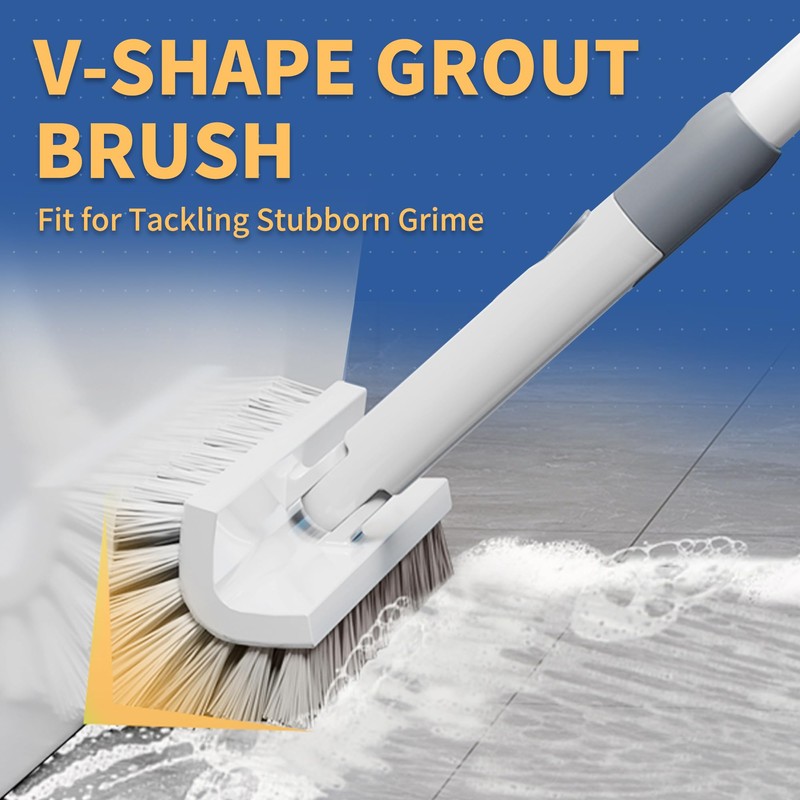 BOOMJOY Grout Brush with Long Handle, 57" Grout Cleaner for