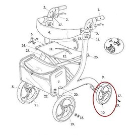 Left & Right Rear Wheels with Bearings ONLY for Drive RTL10266 Nitro Rollator Walker (1026612-L & 1026612-R) Both Rear Wheels
